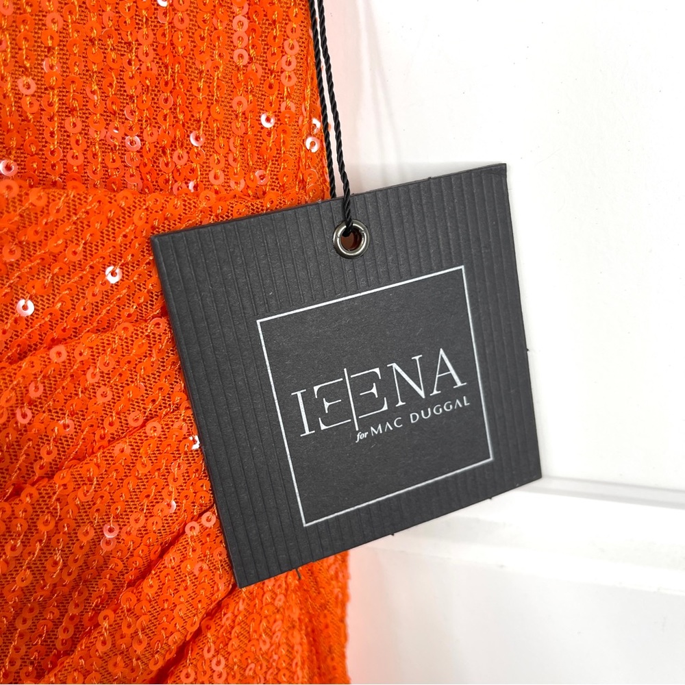 IEENA FOR MAC DUGGAL Sequined Halter Gown NEW Size 8 Tangerine Orange Dress - Picture 13 of 15